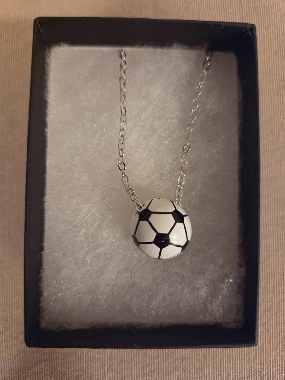 BLACK & WHITE SOCCER BALL NECKLACE
